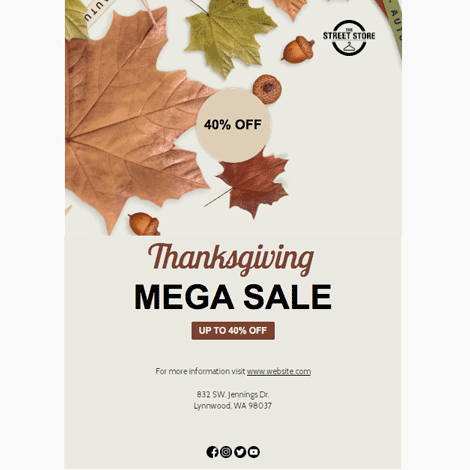 Thanksgiving Mega Sale Simple Marketing